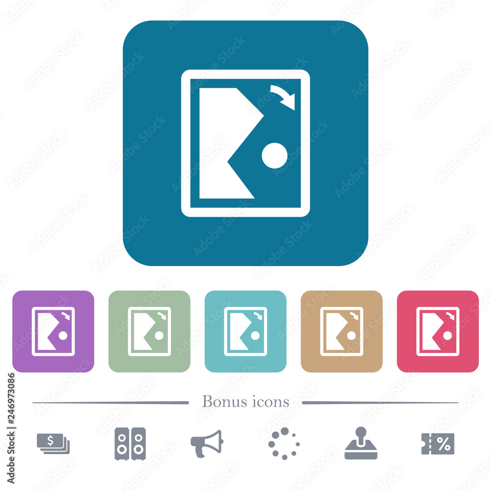 Poster rotate image right flat icons on color rounded square backgrounds