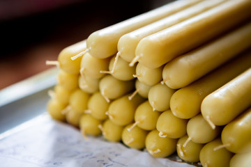 candles in the church for sale. natural wax candles