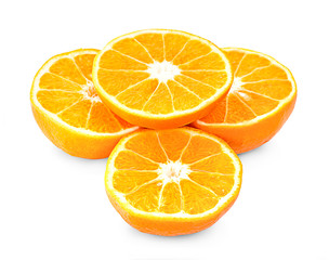 Orange fruit. Orang slice isolate on white. With clipping path.