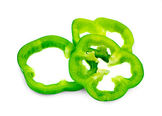 Sliced green pepper isolated on white background