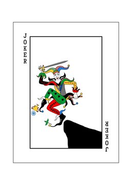 the playing card for poker with joker and elements