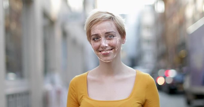 Scanning person identity by using facial recognition technology