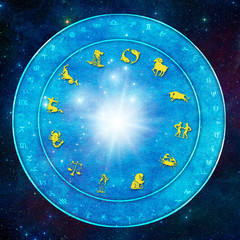 zodiac signs with horoscope, occult, magic, astrological, mystic symbols like astrology concept