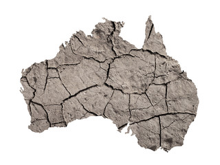 Silhouette of Australia. Map is fulfilled with image of dry land. Metaphor of catastrophic climate...