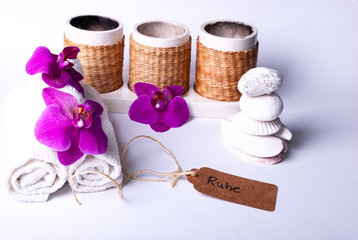 A collection of wellness items and a heart built out of branches and a tag saying 