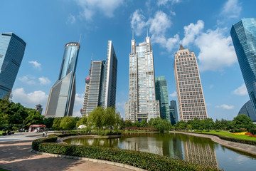 Fototapeta na wymiar Skyscrapers in Lujiazui Financial District, Shanghai..