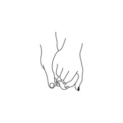 hand sketch holding hands on a white background