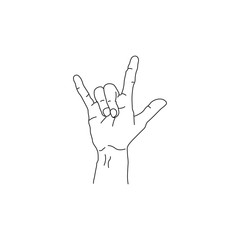 Hand in rock sign. Vector illustration. Hand collection.