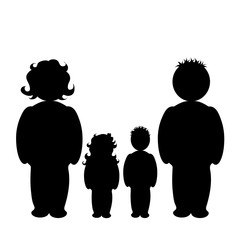 Illustration of family icon. Vector silhouette on white background. Symbol of mother, father daughter and son. Sign of person.