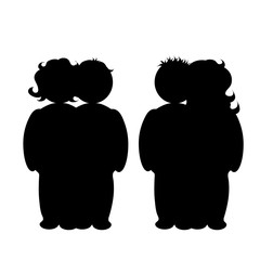 Illustration of couple icon. Vector silhouette on white background. Symbol of man and woman. Sign of person.