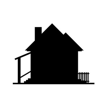 Illustration of house icon. Vector silhouette on white background. Symbol of home. Sigh of real estate.