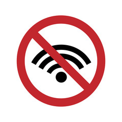 A ban on using the wifi on a white background. Vector silhouette on white background. Prohibition use internet connection.