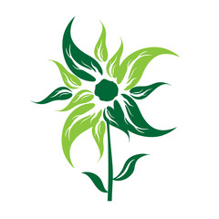 Vector illustration of flower icon on white background.