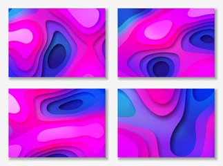 abstract color 3d paper art illustration set. Contrast colors. Vector design layout for banners presentations, flyers, posters and invitations