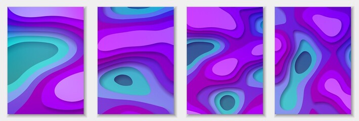 abstract color 3d paper art illustration set. Contrast colors. Vector design layout for banners presentations, flyers, posters and invitations