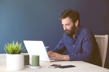 Man working overtime from home