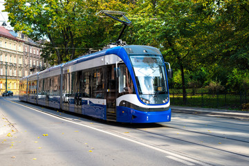 Fototapeta na wymiar Modern tramway on the streets of the city