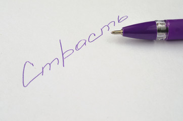Valentine's day love words on white paper.