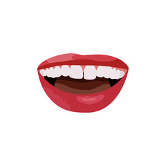 Red lips icon isolation on white background. Vector ilustration