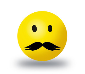 Emoji mustache face isolated on white background. Emoji mustache face icon for web site, app. 