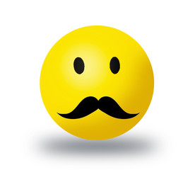 Emoji mustache face isolated on white background. Emoji mustache face icon for web site, app. 