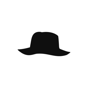 Retro black hat silhouette. Top hat logo isolated on white. Vector illustration.