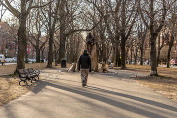 Admiral Morison Stature at Sunset, Boston