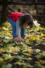 little girl in autumn park