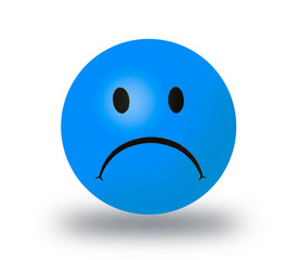 Sad smile on white background