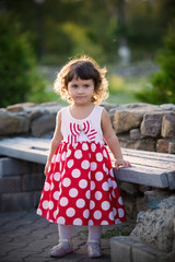 little girl in red dress