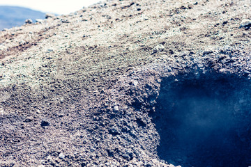 Lava on Mount Etna, active volcano on the east coast of Sicily, Italy.