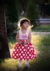 little girl in red dress
