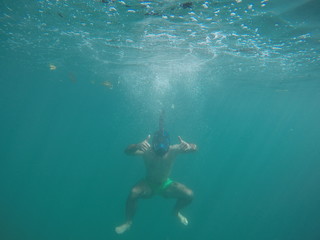 Guy snorkeling in the Philippines