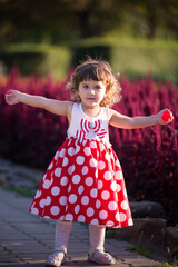 little girl in red dress