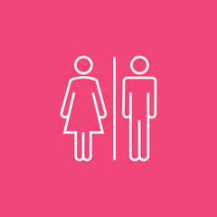 WC sign restroom icon. Toilet bathroom male and female symbol. Wc isolated line pictogram