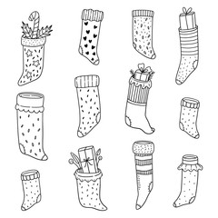 Cute doodle illustration of Christmas  stockings.  