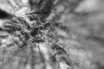 Black and white photography. Beautiful black and white background of crystals and abstract rays. Macro