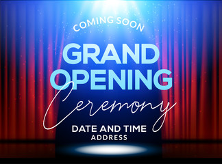 Grand Opening ceremony poster concept invitation. Grand opening event decoration party template