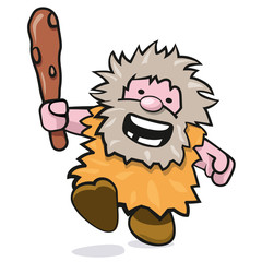niedlicher rennender Neandertaler mit Keule 