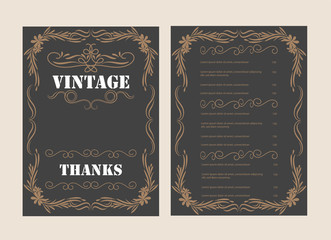 Vintage Ornament Greeting Card Vector Template and retro invitation design background, can be used for wedding flourishes ornaments frame. A4 design page