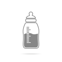 Baby Nipple Bottle Blue Flat Icon On White Background