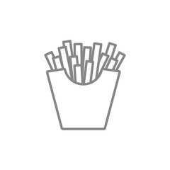 Fast Food French Fries Line Icon On White Background