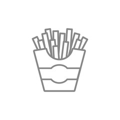 Fast Food French Fries Line Icon On White Background