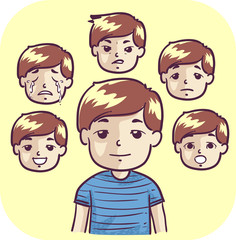Kid Boy Emotional Swing Illustration