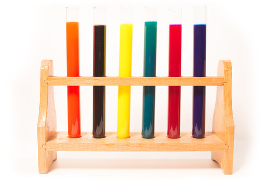 colorful test tubes filled with fluids