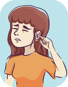 Girl Symptom Itchy Ear Illustration