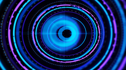 Futuristic control mechanisms on net background.Scientific futuristic interface. Round blue abstract radar concept.3D rendering.
