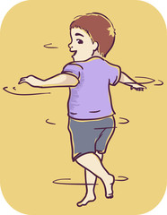 Kid Boy Symptom Spinning Illustration