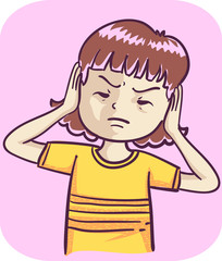 Kid Girl Do Not Listen Illustration