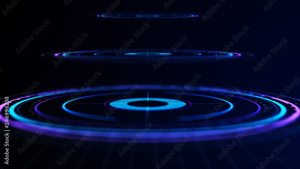 Canvas Prints futuristic control mechanisms on net background.scientific futuristic interface. round blue abstract